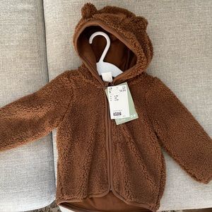 NWT H&M brown fuzzy bear jacket